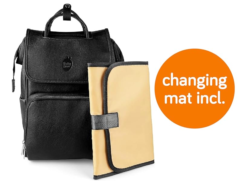 Baby Uma Award Winning Baby Changing Bag Backpack- Black Leather