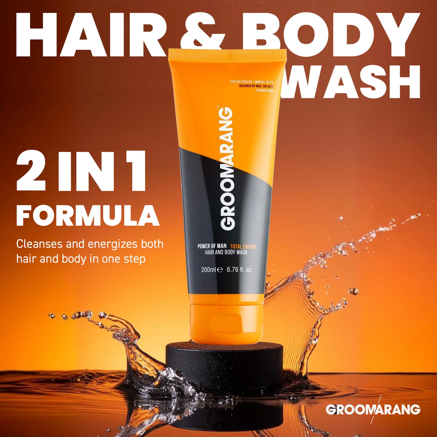 Groomarang Power of Man ‘Total Energy’ Hair and Body Wash 200ml