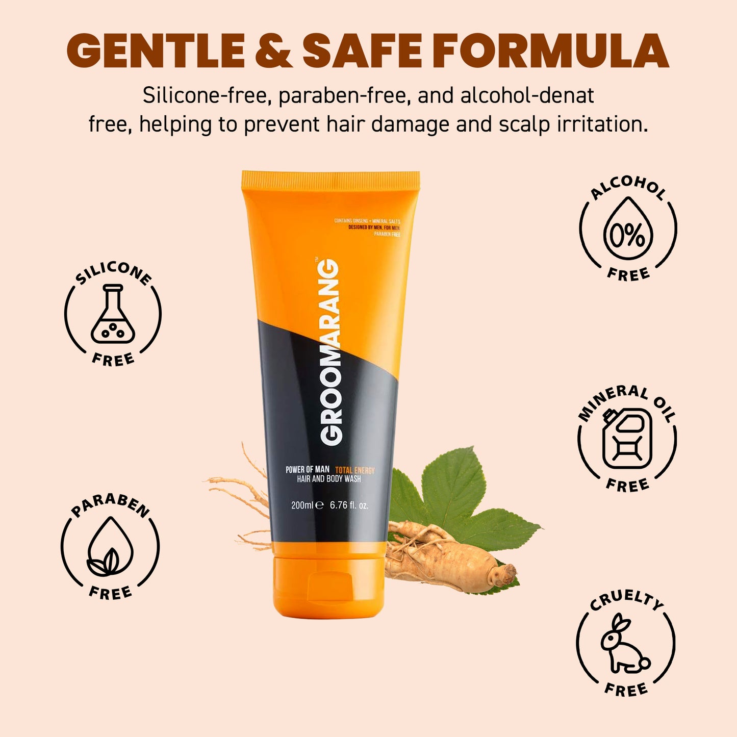 Groomarang Power of Man ‘Total Energy’ Hair and Body Wash 200ml