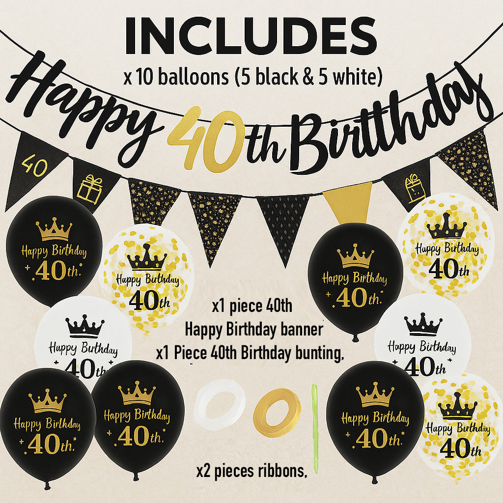Generise 40th Birthday Decoration Set