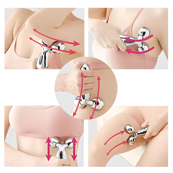 Glamza 3D Body & Facial Massage Roller - Silver