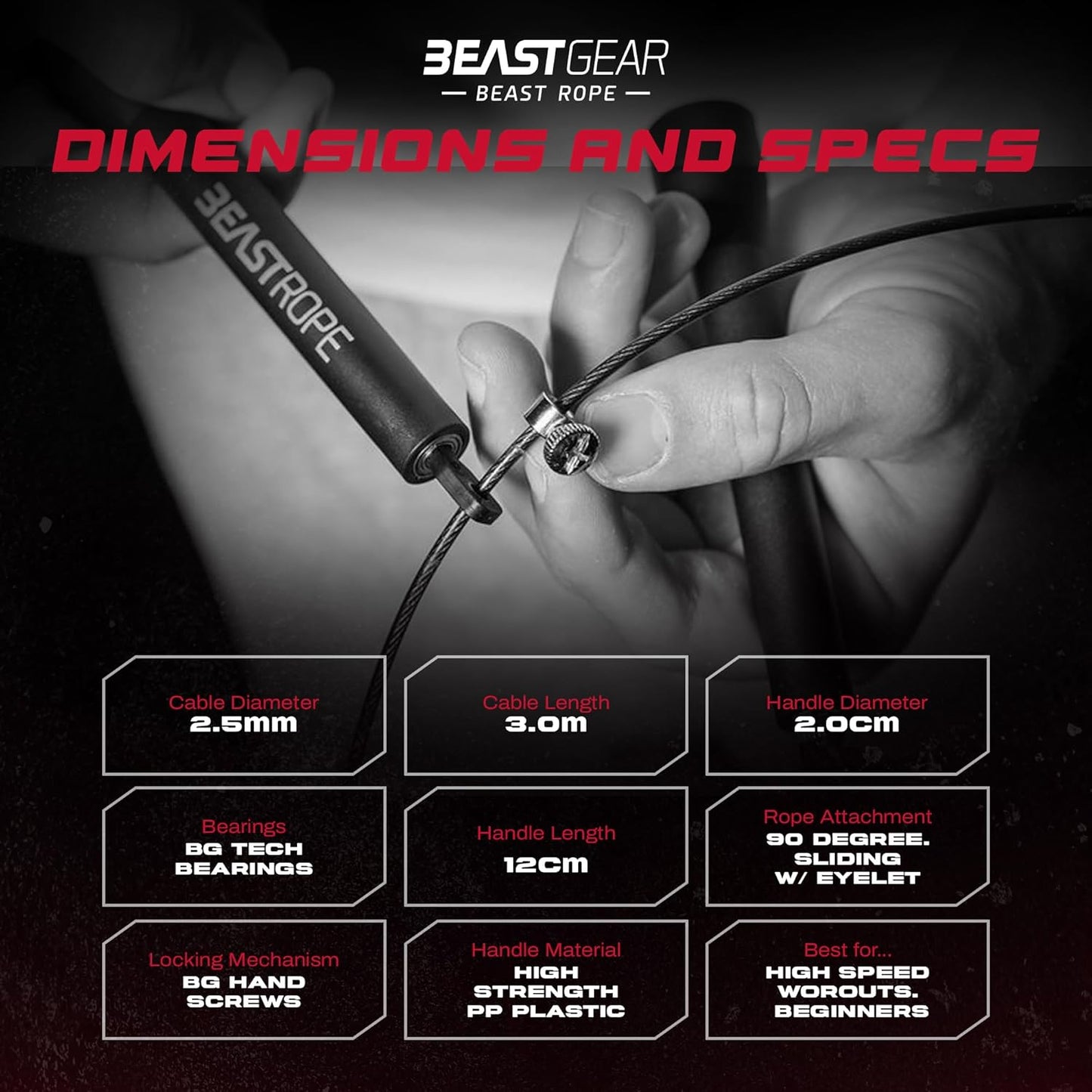 Beast Gear Adult Adjustable Steel Speed Jump Skipping Rope