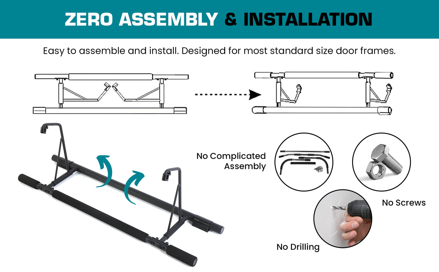 Generise Foldable Pull Up Bar - Carbon Steel