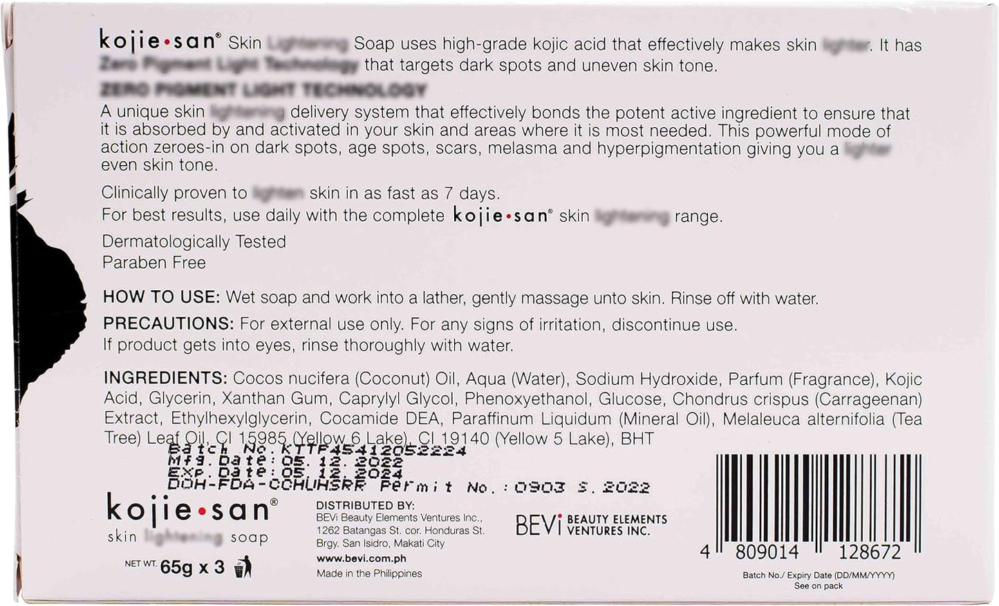 x500 Kojie San Skin Lightening Soap 65g 3 Pack
