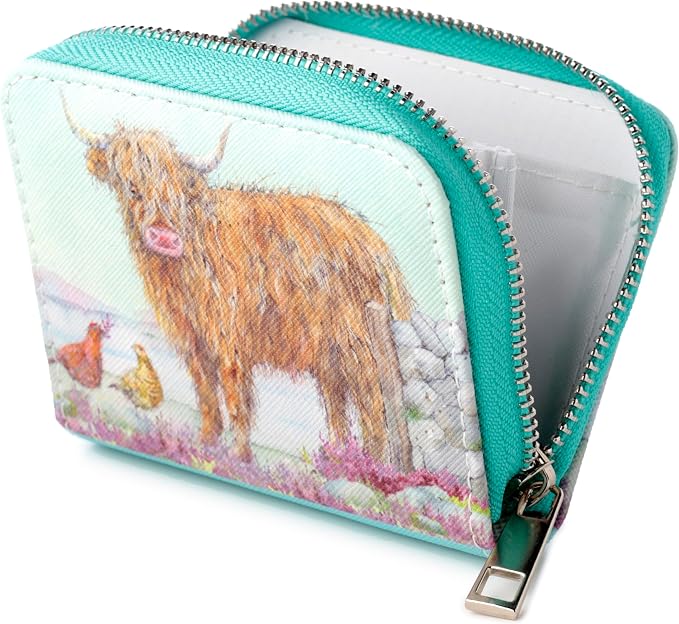Puckator Jan Pashley Highland Coo Cow Zip Around Small Wallet Purse HEAD