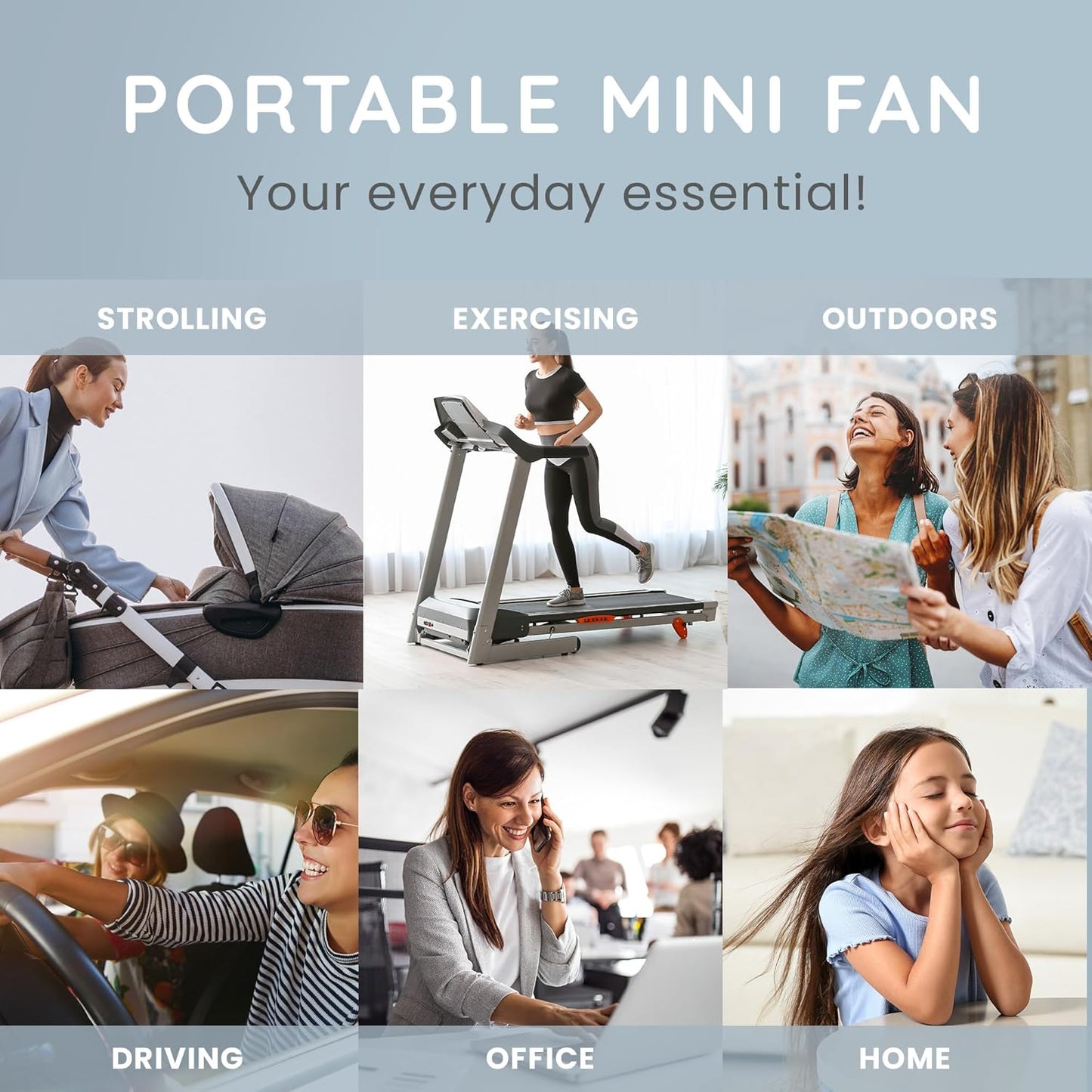 Generise Bladeless Neck Fans - 3 Speed, Foldable - 3 Colours