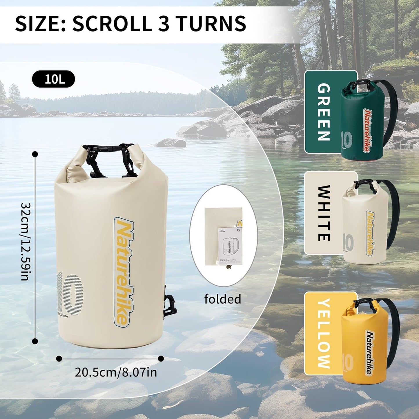 Naturehike Dry Bag WaterproofSack with Long Adjustable Strap for Kayaking, Fishing, Swimming, Snowboarding