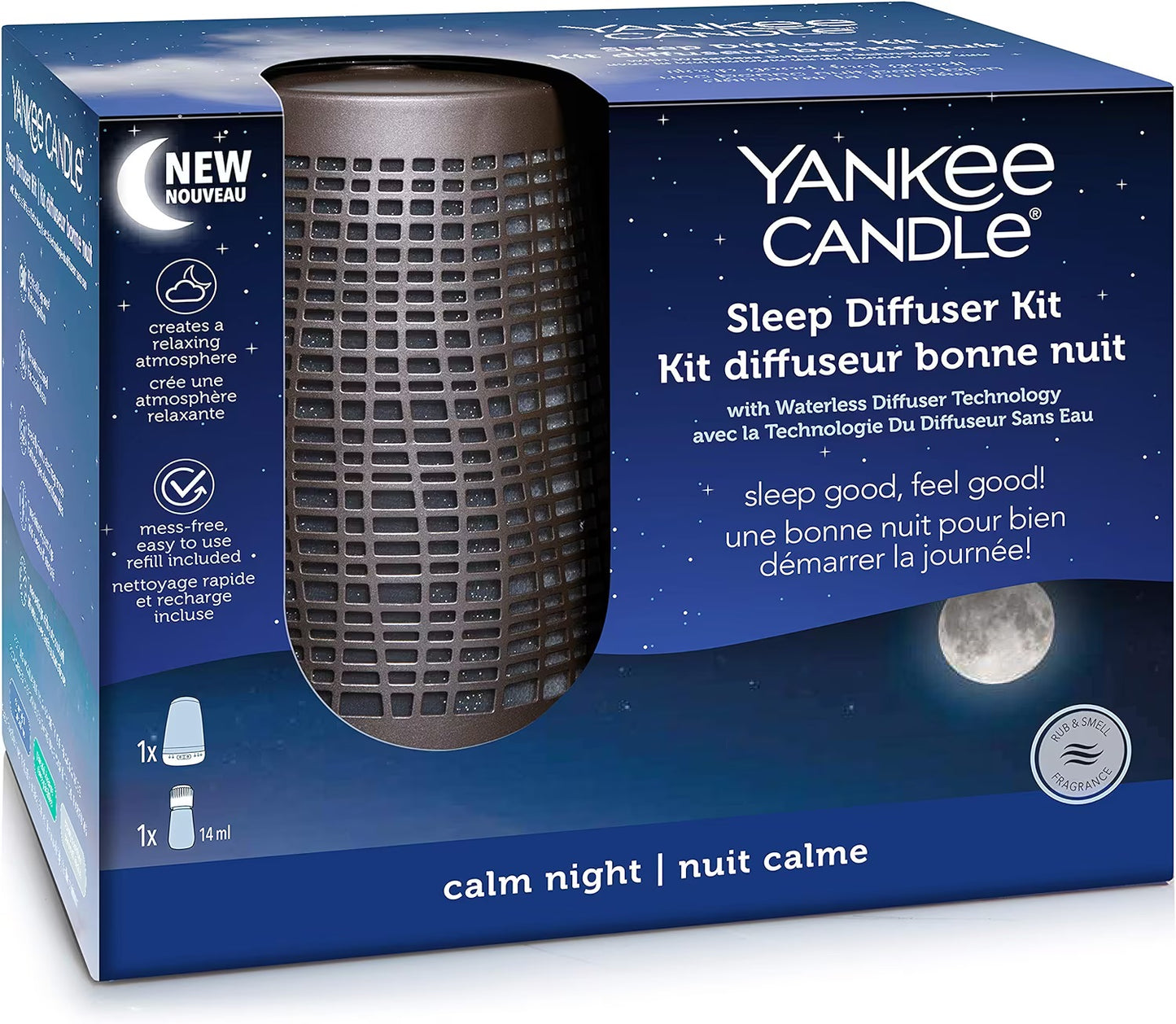Yankee Candle Sleep Diffuser Kit – Bronze | Relaxing Essential Oil Diffuser for Better Sleep