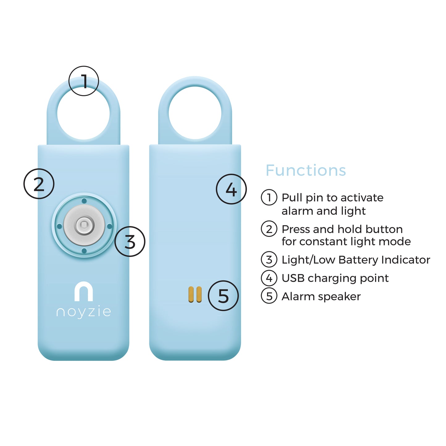 Noyzie PLUS Rechargeable 130db Personal Safety Alarm