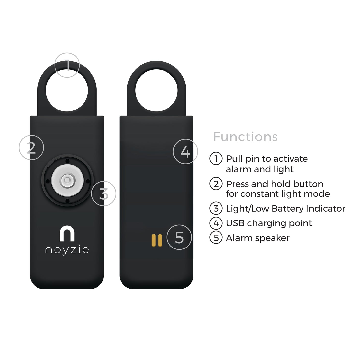 Noyzie LOCATE Rechargeable 130db GPS Personal Safety Alarm
