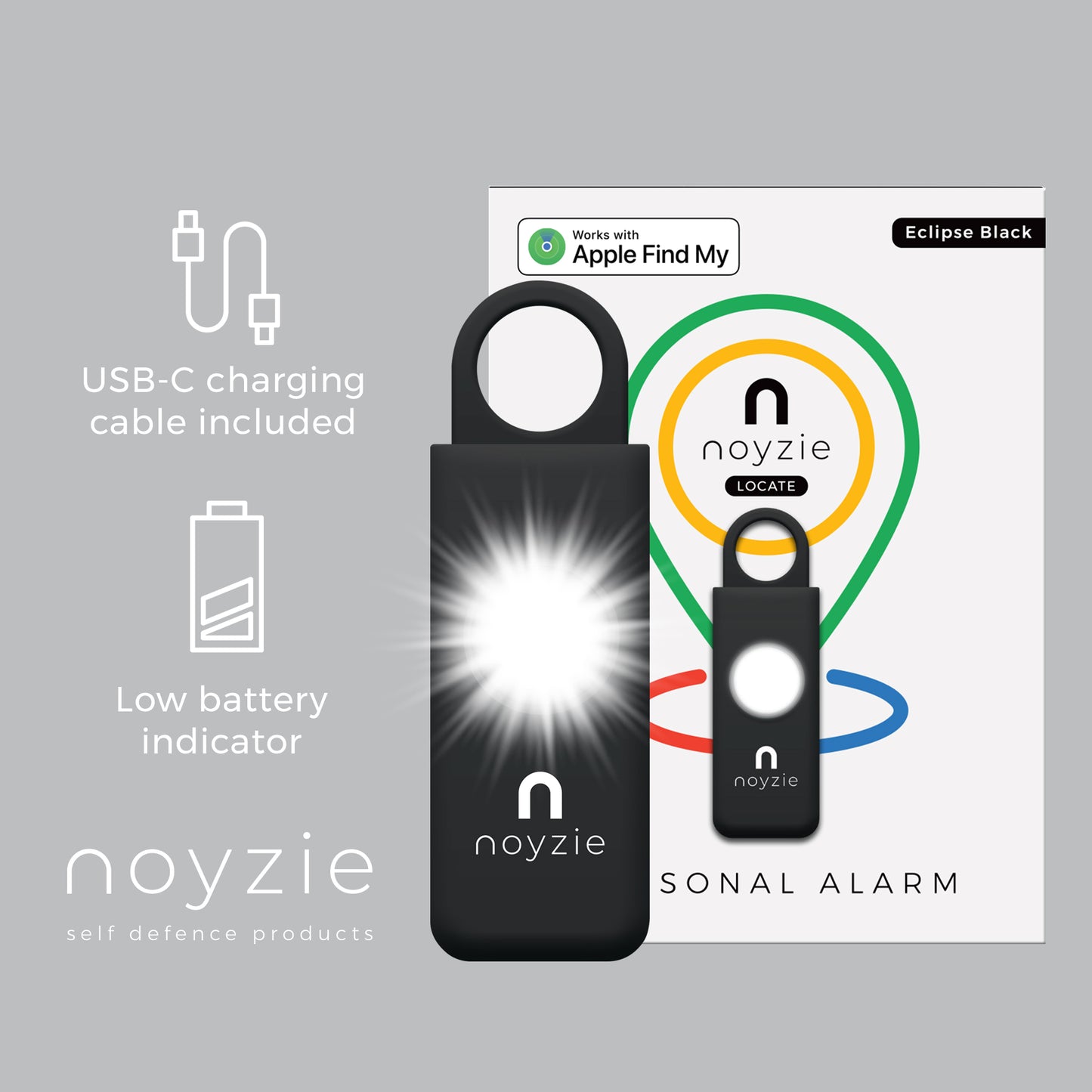 Noyzie LOCATE Rechargeable 130db GPS Personal Safety Alarm