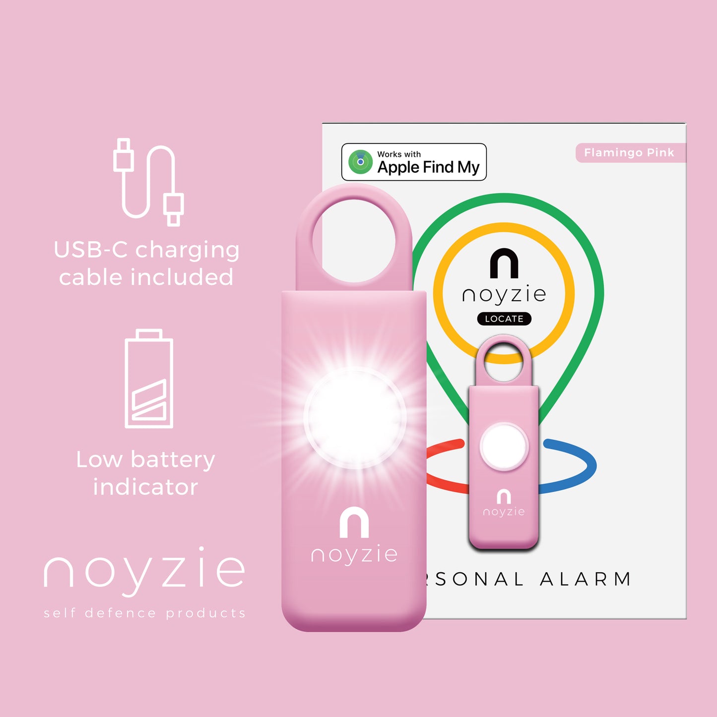 Noyzie LOCATE Rechargeable 130db GPS Personal Safety Alarm