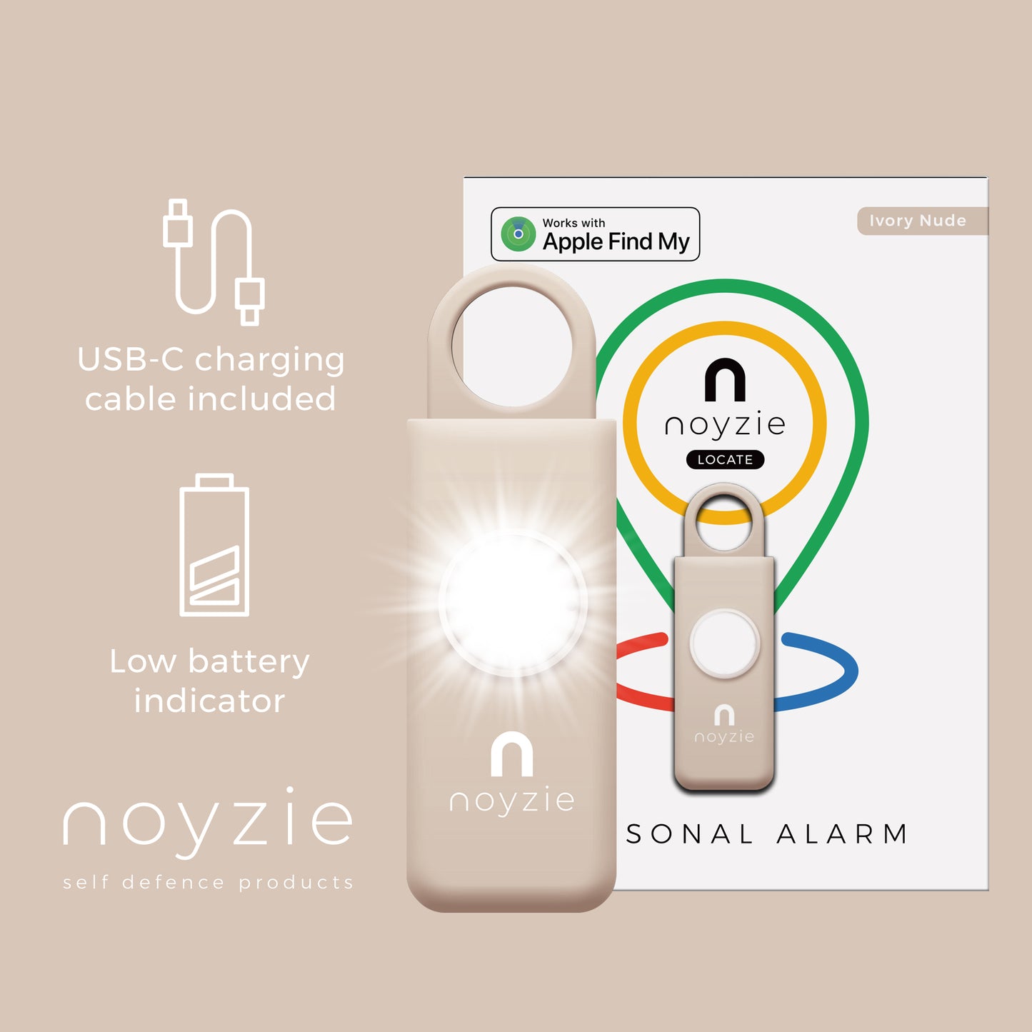 Noyzie LOCATE Rechargeable 130db GPS Personal Safety Alarm