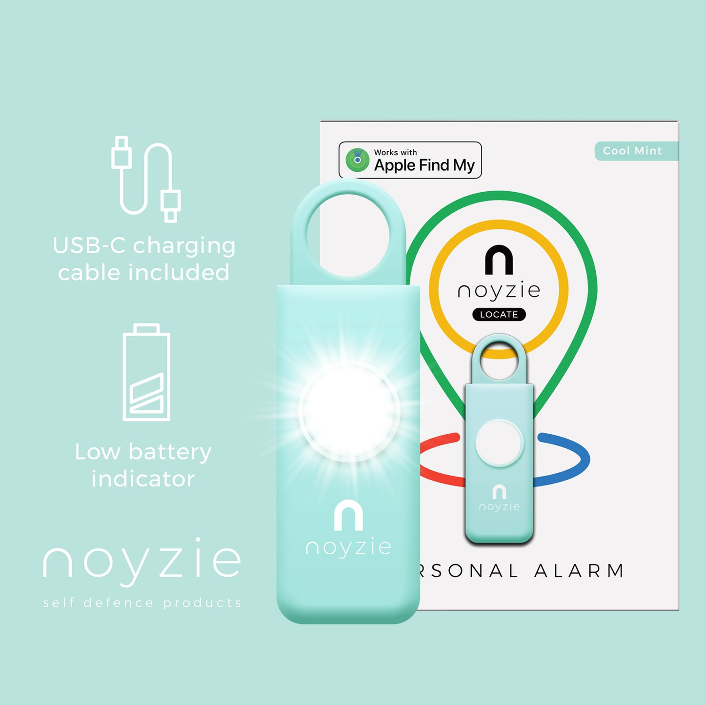 Noyzie LOCATE Rechargeable 130db GPS Personal Safety Alarm