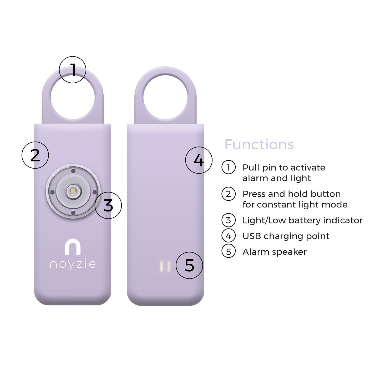 Noyzie PLUS Rechargeable 130db Personal Safety Alarm