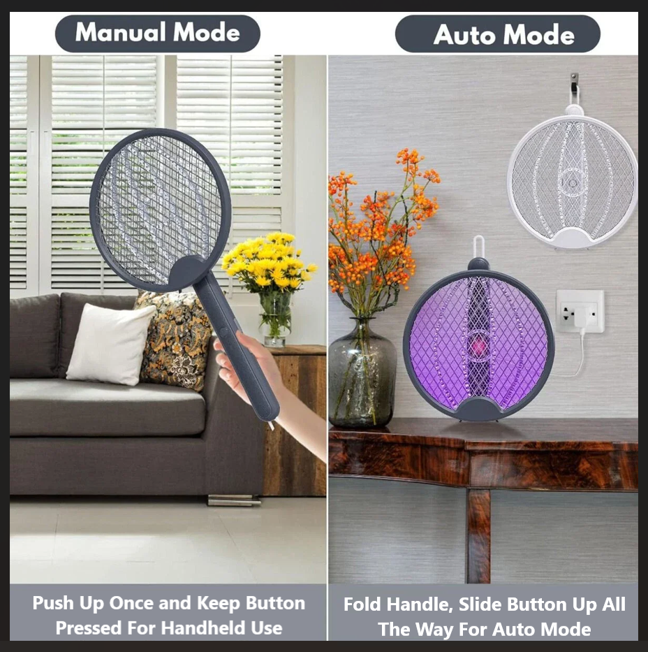 Ashley Housewares 2-in-1 Folding & Rechargeable Fly Zapper & Bug Zapper