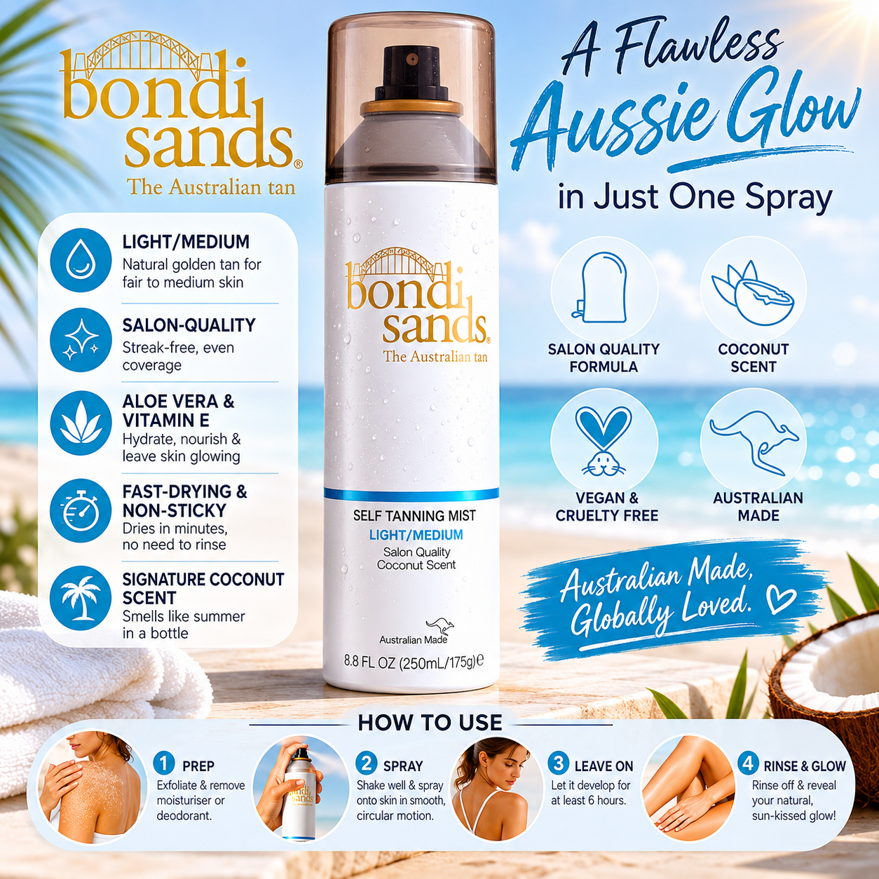 Bondi Sands Self Tanning Mist – Light/Medium 250ml