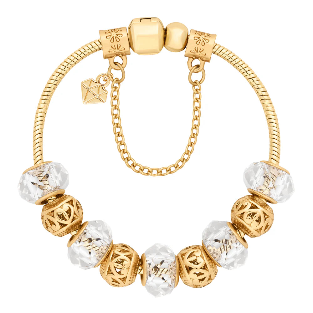 Diamond Style London - Charm Bracelet with Gold Charms (Item code: Charmbragold)
