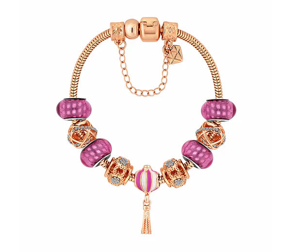 Diamond Style London - Charm Bracelet in Gold with Rose Pendants