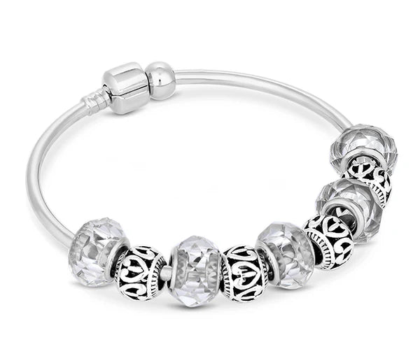 Diamond Style London - Charm Bracelet on Solid Bangle (Item code: Charmbras)