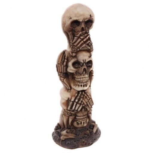 Puckator Skull Totem - Hear No Speak No See No Evil - Home Decoration- Desk Skull Ornament - Plastic Skull - Gothic Home Accessories - Mini Skulls - Human Skeleton Head - Goth Gifts For Men