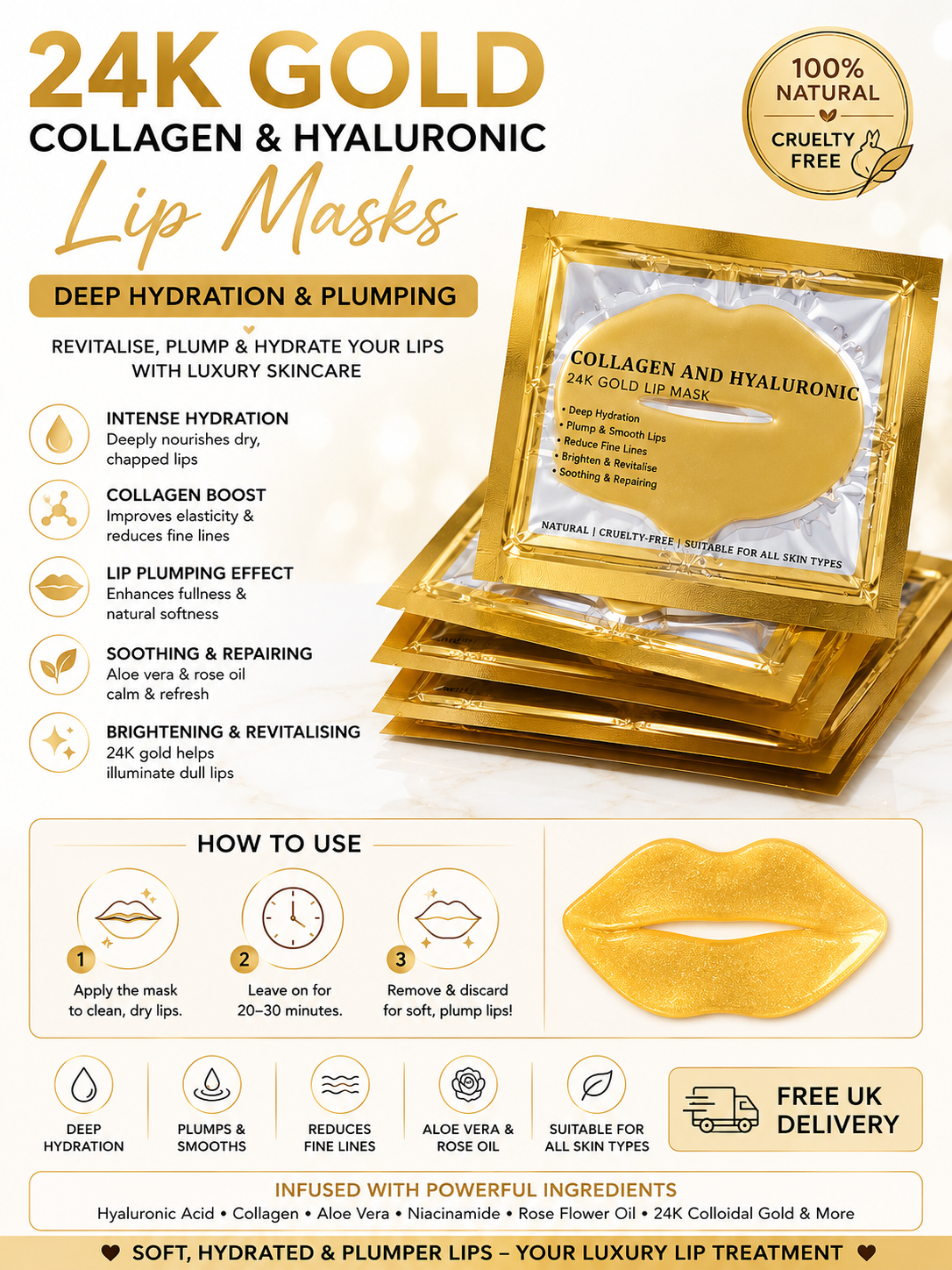 Gold Collagen Lip Masks