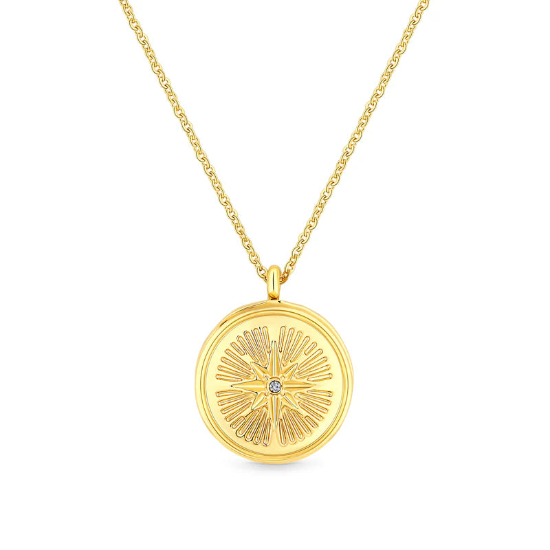 Diamond Style London - Compass locket gold necklace (Item code: Compasslocketgold)