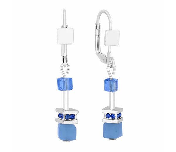 Diamond Style London - Cube Earrings in Blue (Item code: Cubeearrblue)