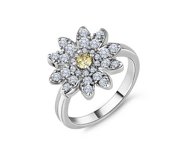 Diamond Style London - Daisy ring in rhodium plating (Item code: Daisyring6)
