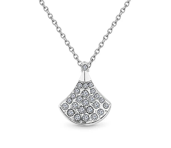 Diamond Style London - Fan pendant with crystals in rhodium plating (Item code: Fanpencrystal)