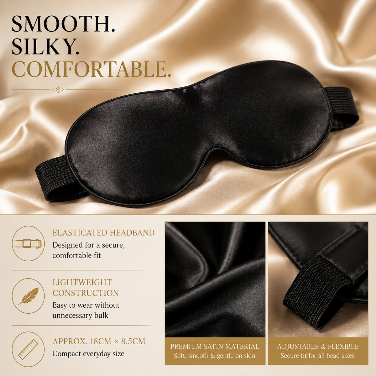 Generise Soft Padded Sleeping Eye Mask - Black