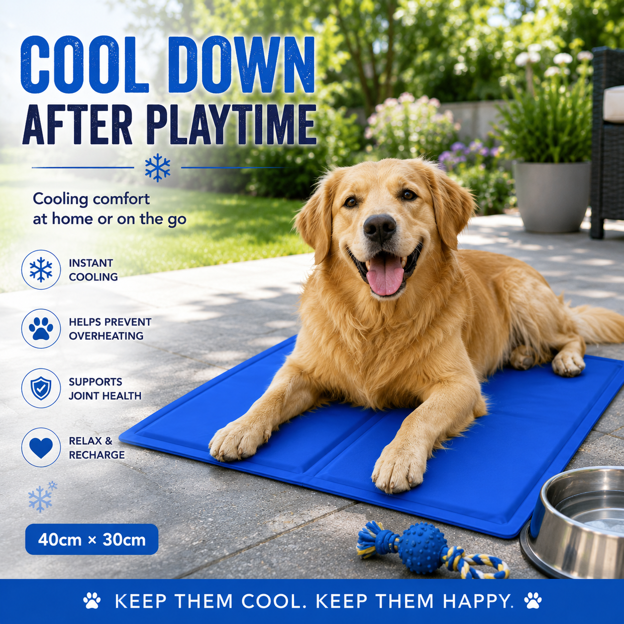 Generise Pet Cooling Gel Mat - 40cm x 30cm- Blue
