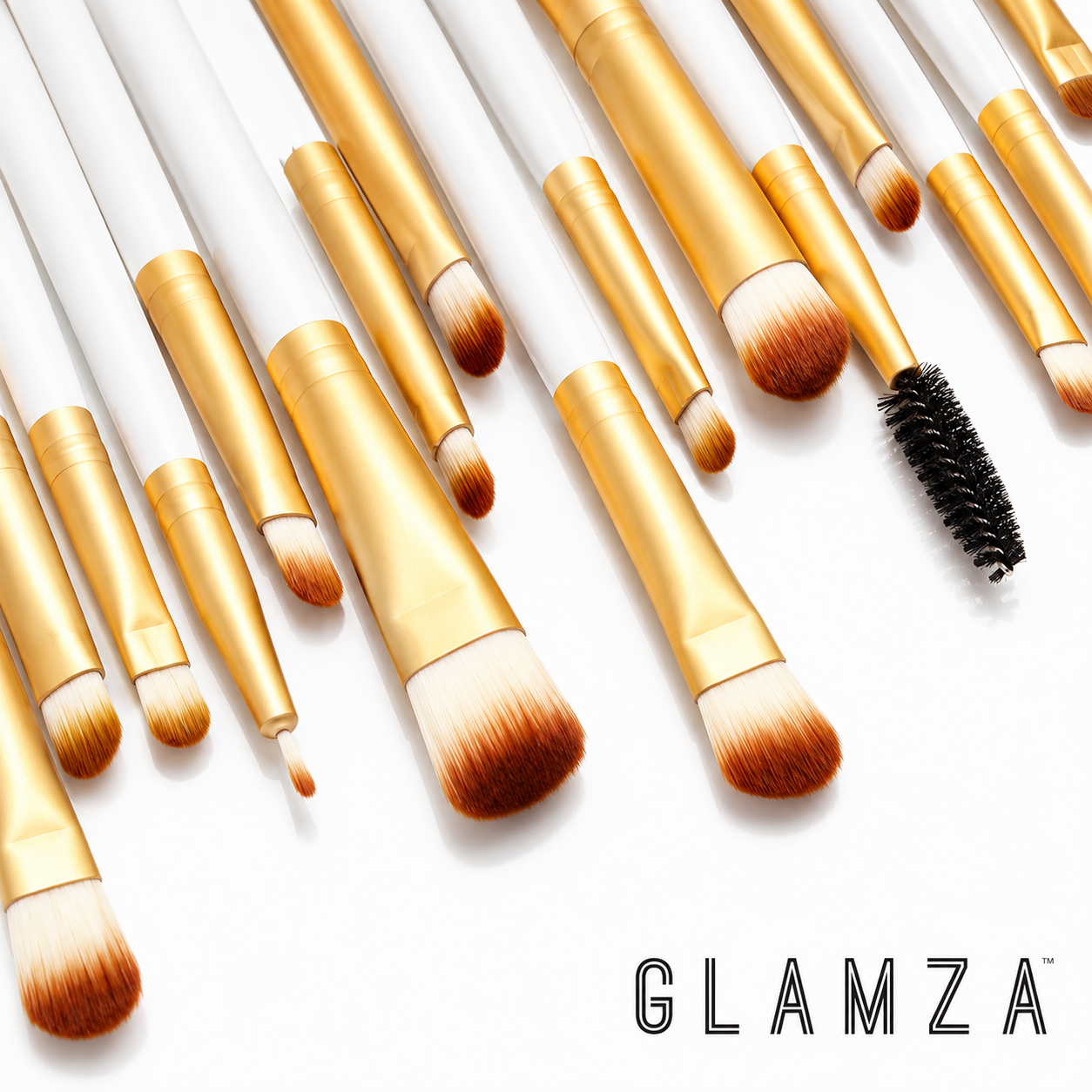 20pc Professional Eye Makeup Brush Set – White & Gold