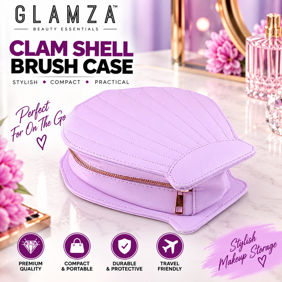 Glamza 10pc Half Mermaid Half Unicorn Brush Set with Free Matching Storage Case