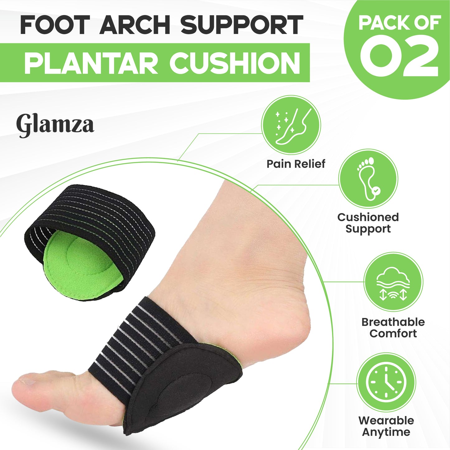Glamza Reversible Cushioned Foot Arch Supports