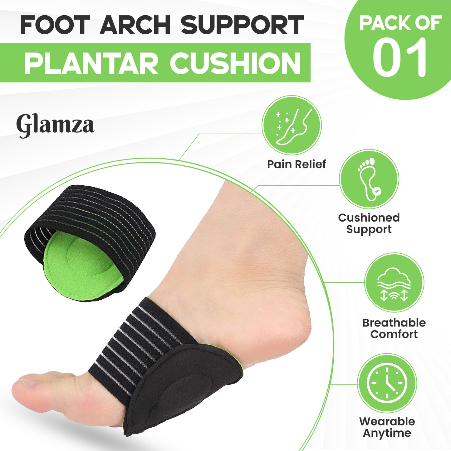 Glamza Reversible Cushioned Foot Arch Supports