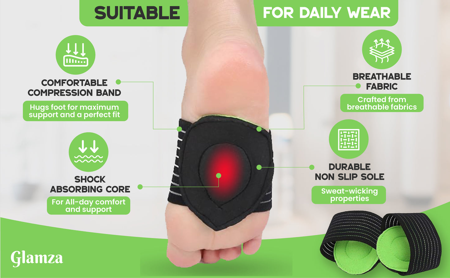 Glamza Reversible Cushioned Foot Arch Supports