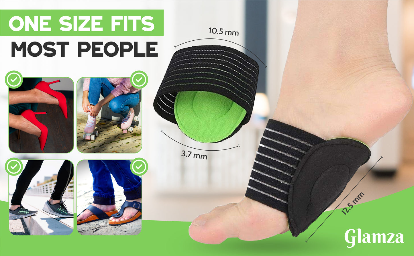 Glamza Reversible Cushioned Foot Arch Supports