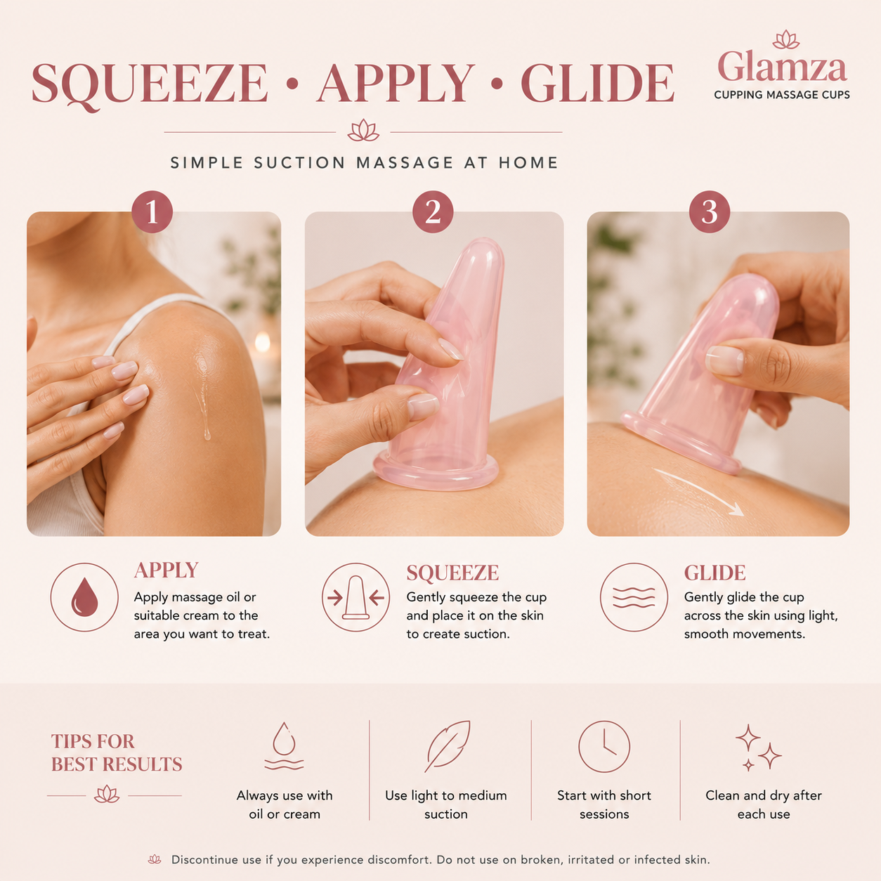 Glamza Cupping Massage Cups – Silicone Face & Body Massage Cups