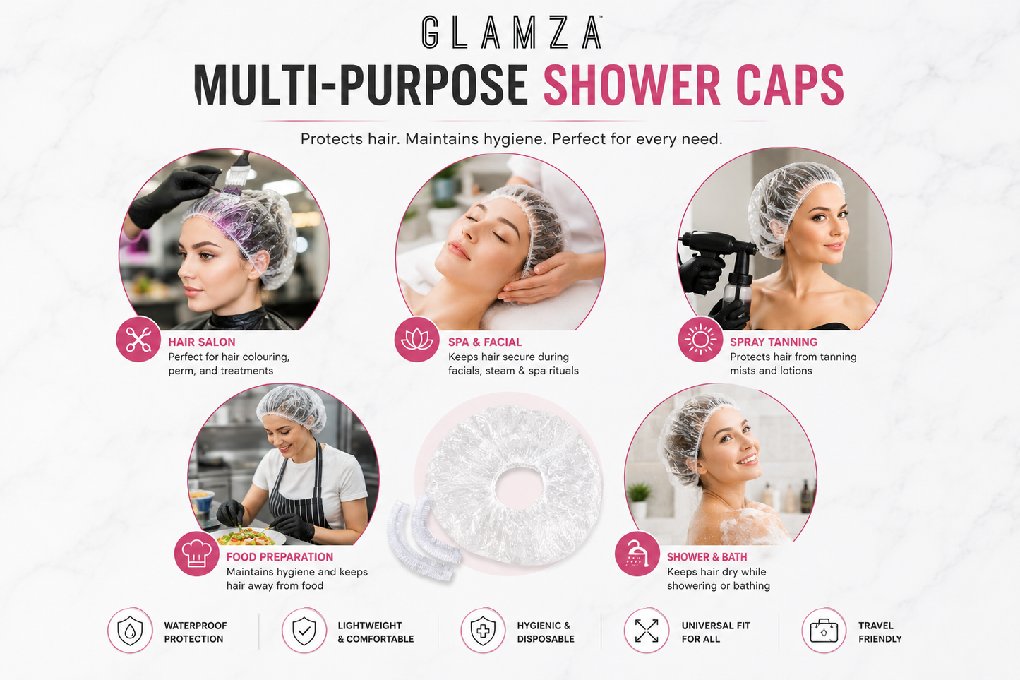 Disposable Shower Caps – Multi-Purpose Waterproof Protection