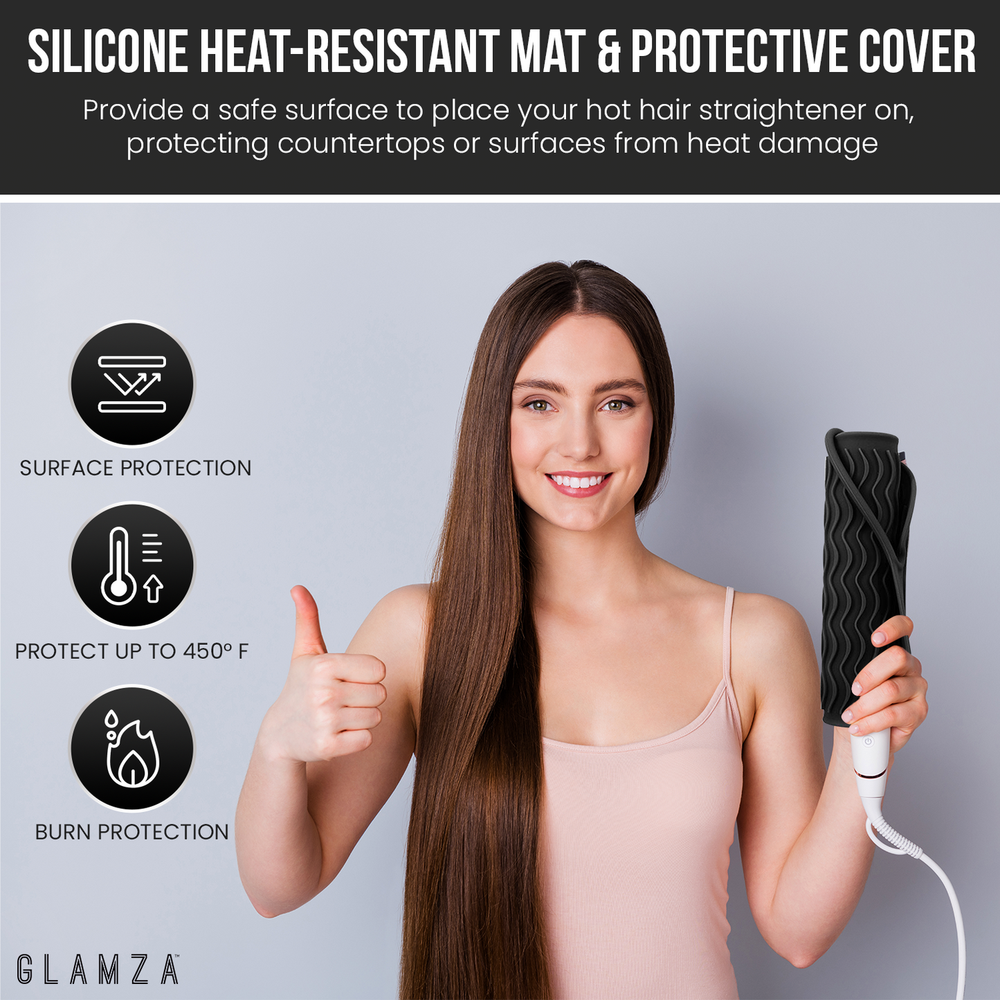 Glamza Silicone Hair Straightener Heat Protection Mat Wrap