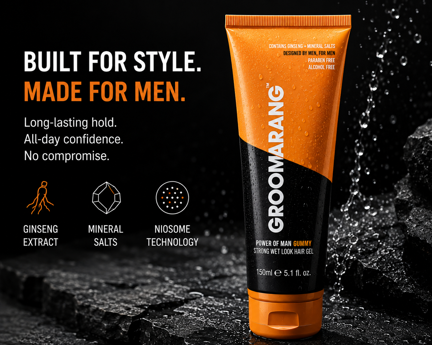 Groomarang Power of Man 'Gummy' Strong Wet Look Hair Gel 150ml