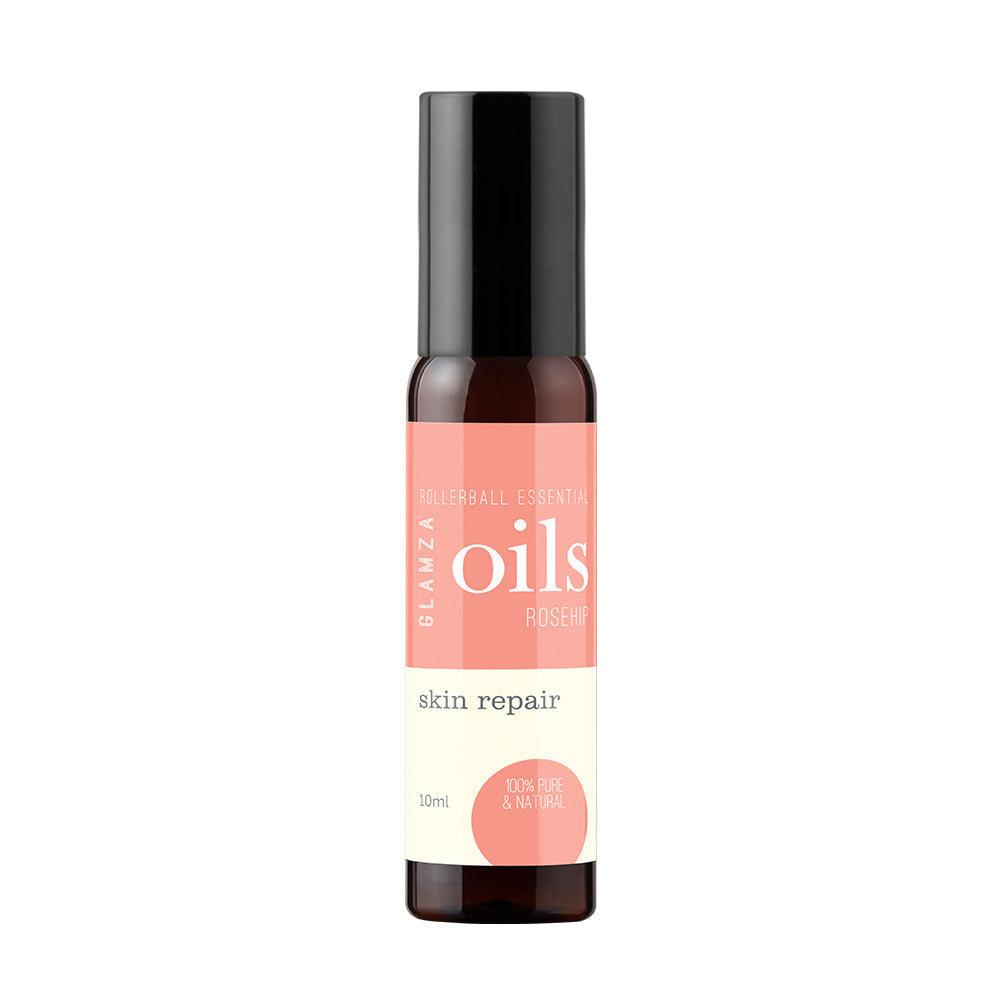 Glamza Premium Essential Oils 10ml Roll On - 100% Pure Lavender, Orange, Peppermint, Eucalyptus, Rosemary, Rosehip.