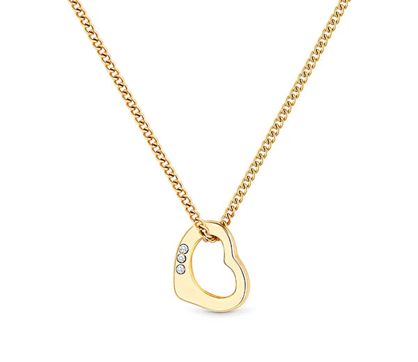 Diamond Style London - Heart Pendant crystals in yellow gold plating (Item code: Heartpencrystalgold)