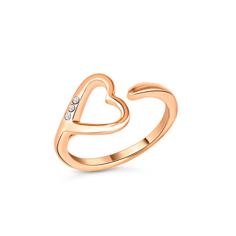 Diamond Style London - Heart Ring in Rose Gold plating size 6 (Item code: Heartringrose)