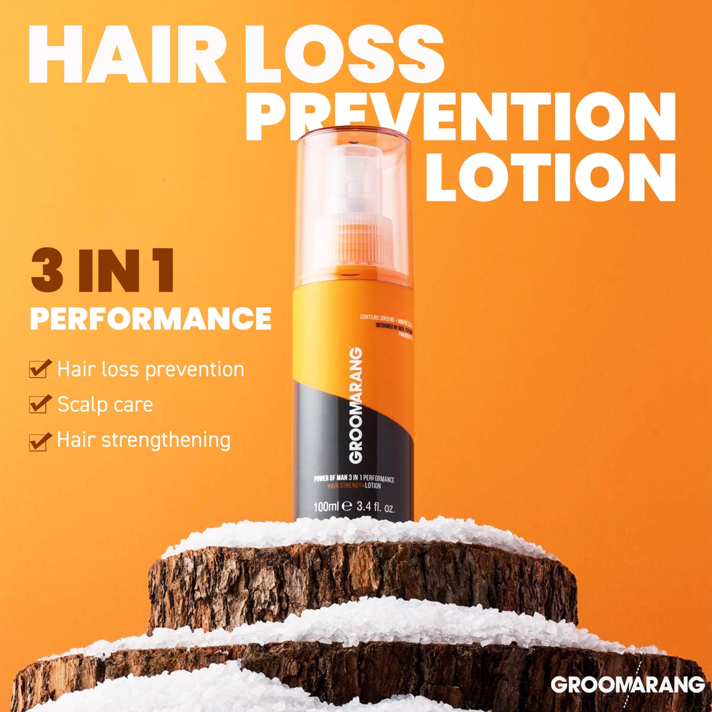 Groomarang Power of Man 3 in 1 Performance 'Hair Loss Prevention Lotion' 100ml…