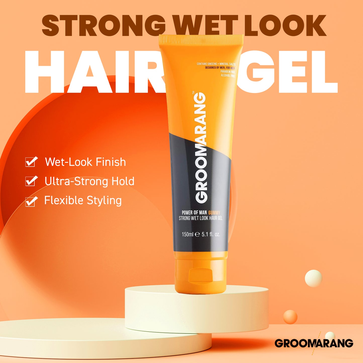 Groomarang Power of Man 'Gummy' Strong Wet Look Hair Gel 150ml