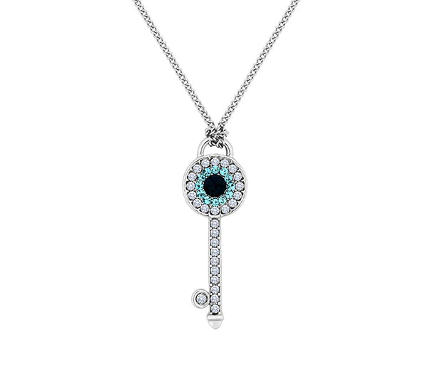 Diamond Style London - Key Pendant with Blue Crystals (Item code: Keypenblue)
