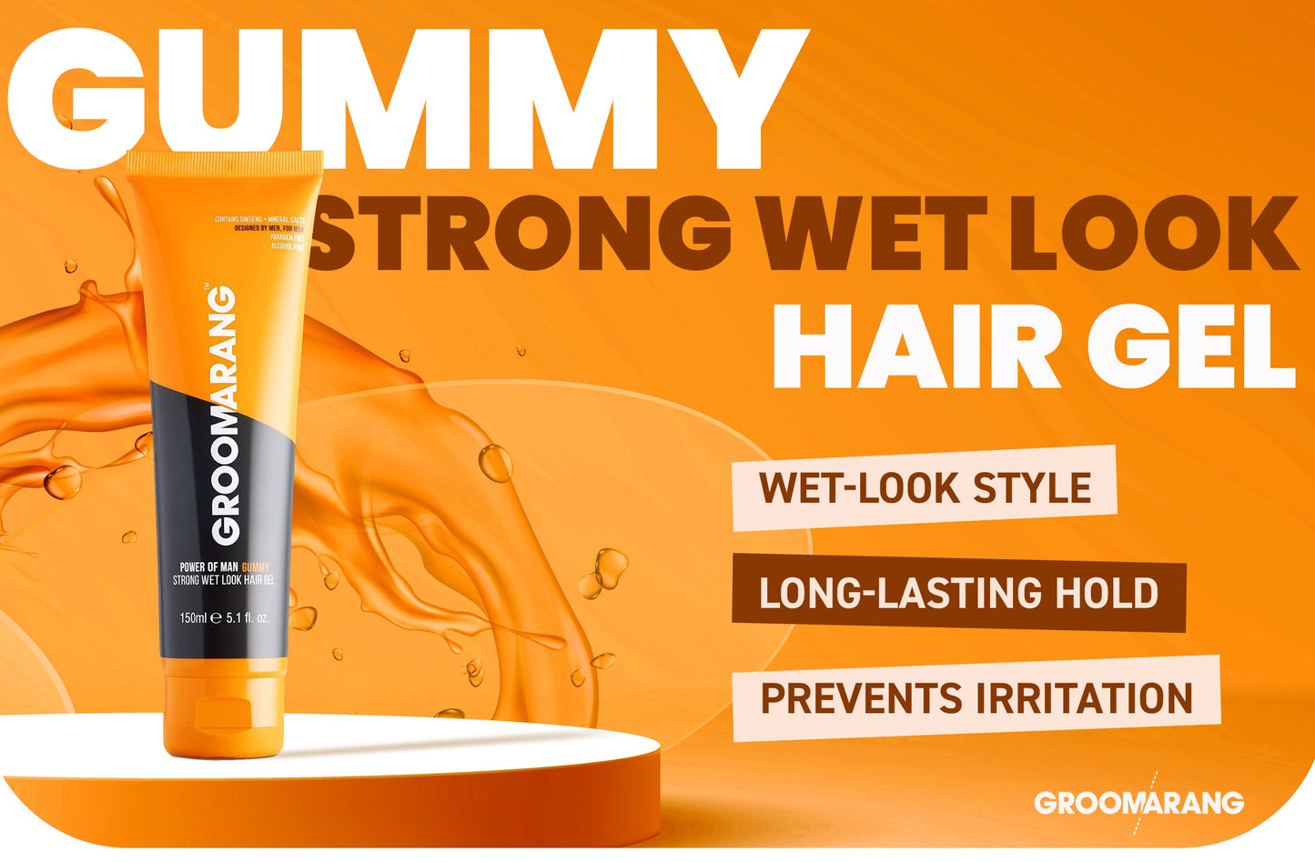Groomarang Power of Man 'Gummy' Strong Wet Look Hair Gel 150ml