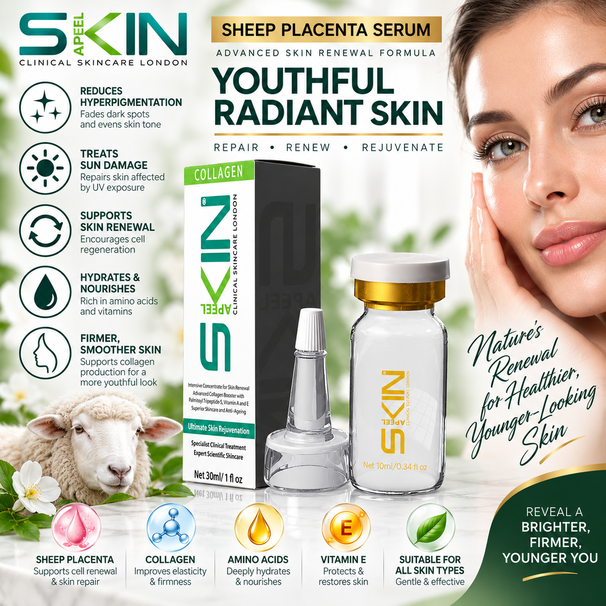 Skinapeel Sheep Placenta Skin Renewal Treatment Serum 10ml